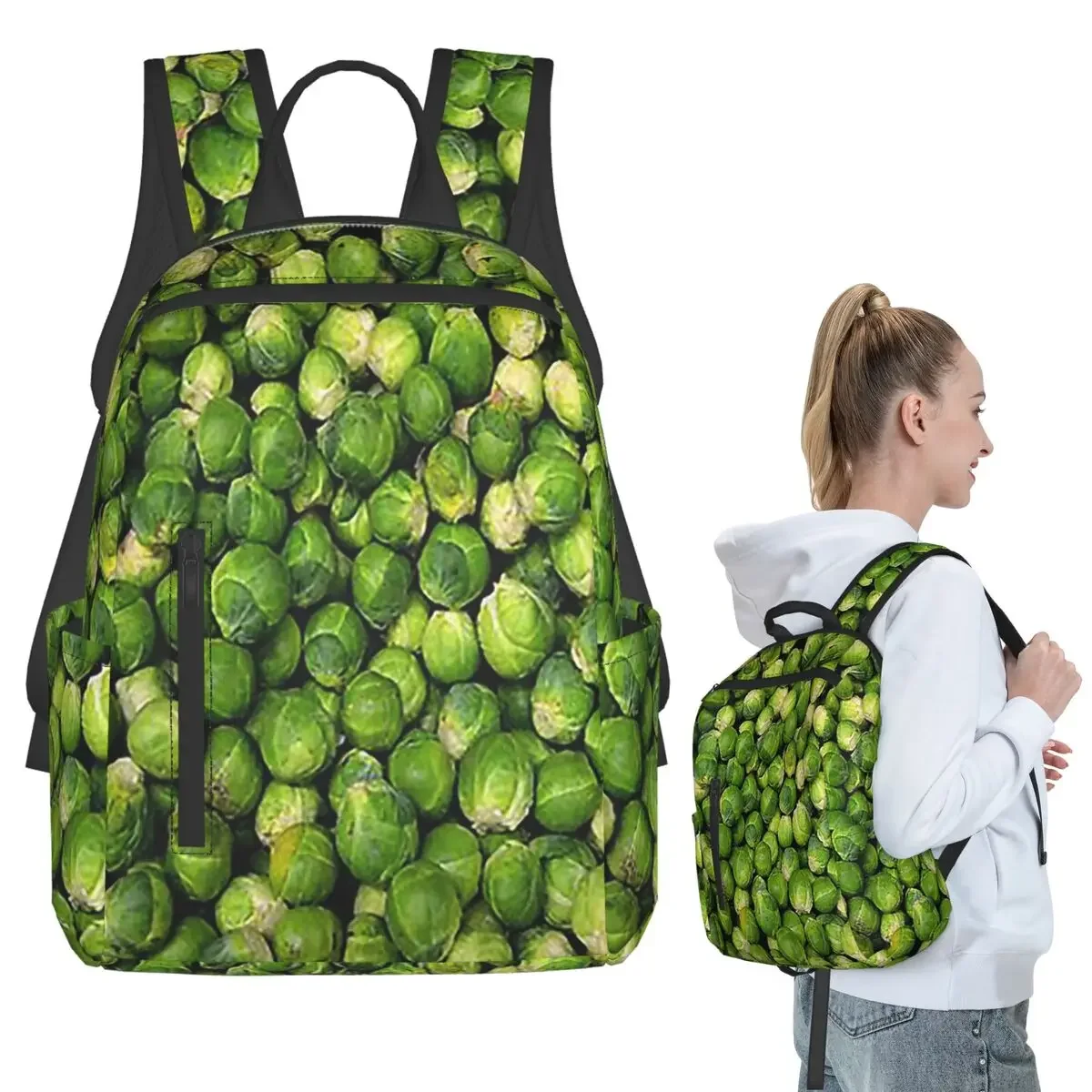 

Brussels Sprouts Novelty Backpack Student Boys Girls BookBag Children School Bag Computer Shoulder Bags for Men Women