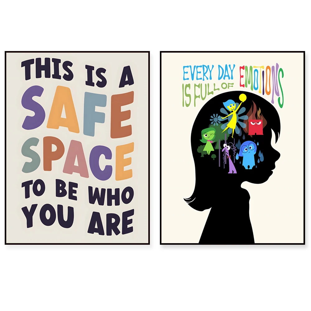 inside out Five Cores Emotional Arts School Counselor Office Psychology Printable Poster Mental Health Therapist Canvas Print