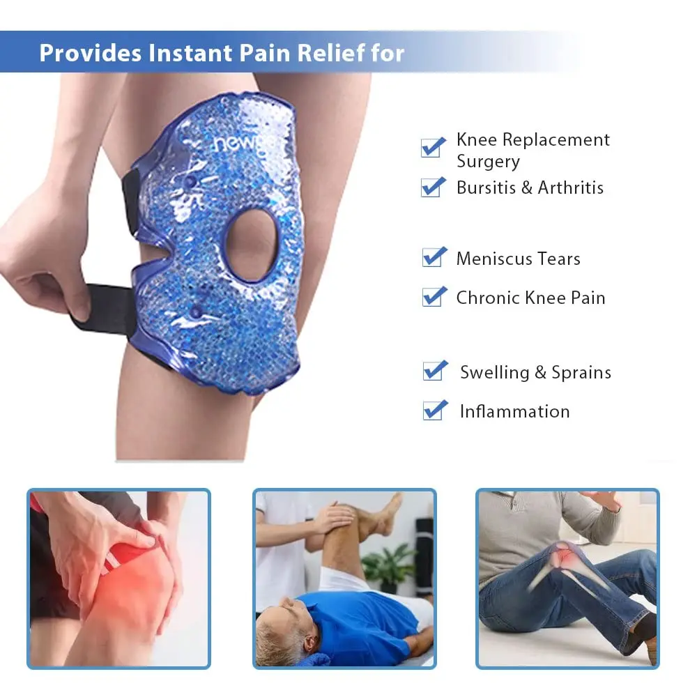 Paquete de hielo de Gel de soporte de rodilla reutilizable para lesiones deportivas, paquete de cirugía de rodilla Flexible para alivio del dolor,