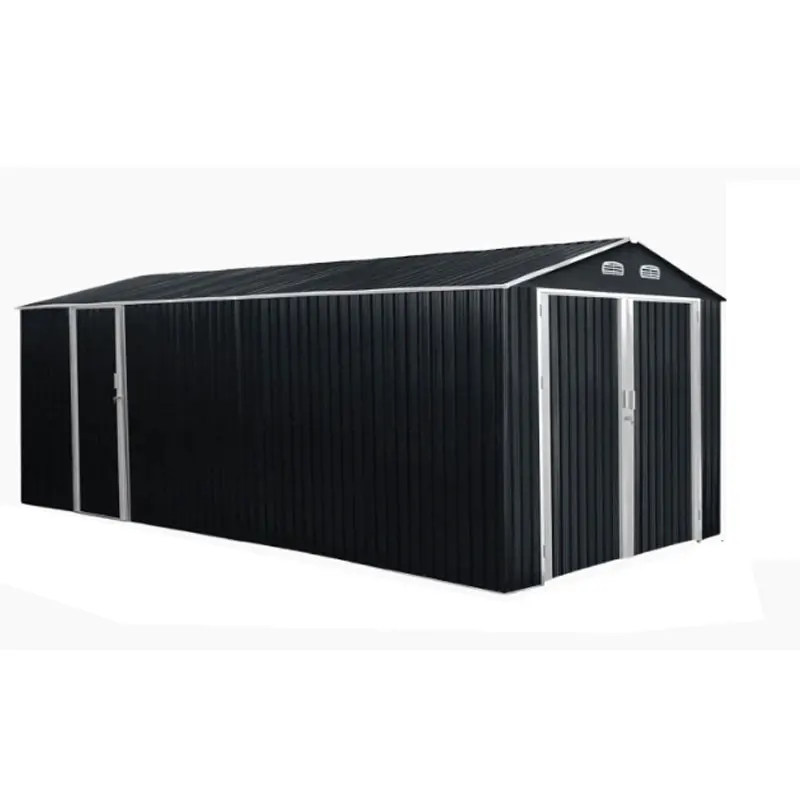 Large Steel Frame Shed Backyard 20*10 ft Metal Outdoor Garage Shed with 2 Doors and 4 Vents