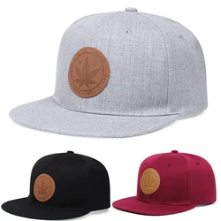 New Baseball Hat Maple Leaf Leather Label Women's Hip Hop Hat Men's Classic Casual Band Rock Outdoor Casual Hat