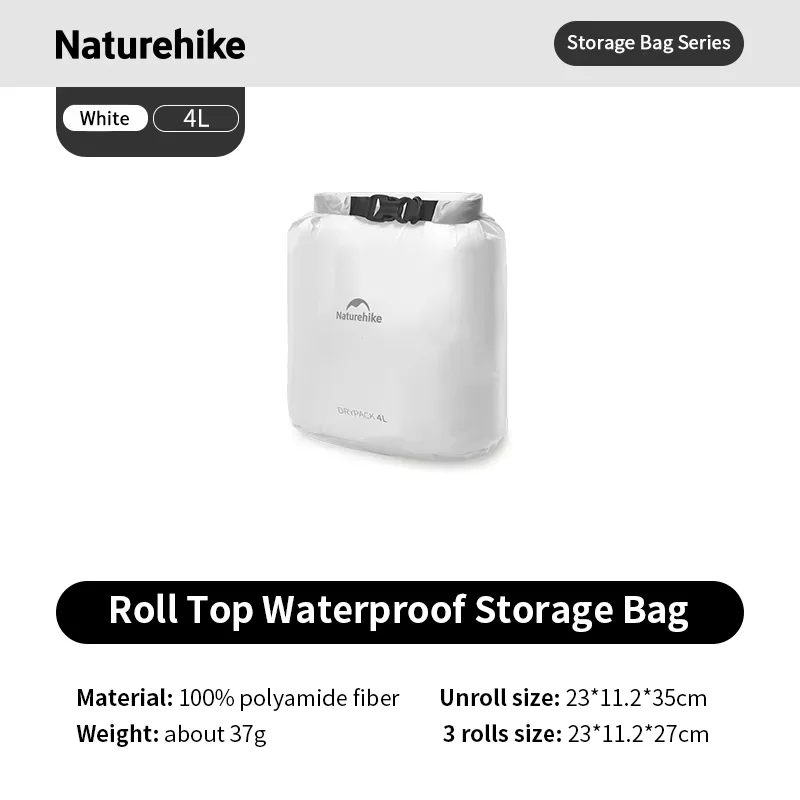 Naturehike gerollte Aufbewahrungstasche für Outdoor-Reisen, Wandern, leicht, wasserdicht, Vakuum-Kompressionsspender, Taschen, tragbarer Organizer 6