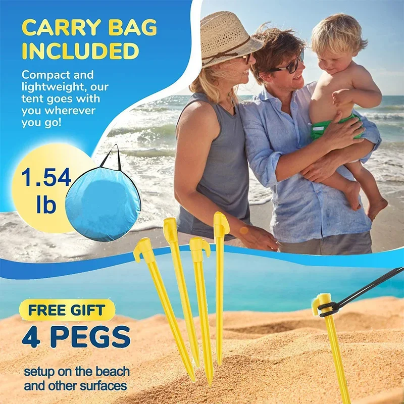 Tienda de playa portátil para bebé, refugio solar Pop con piscina, 50+ protección UV UPF y impermeable, tienda de campaña para exteriores de verano de 300MM, sombra para niños