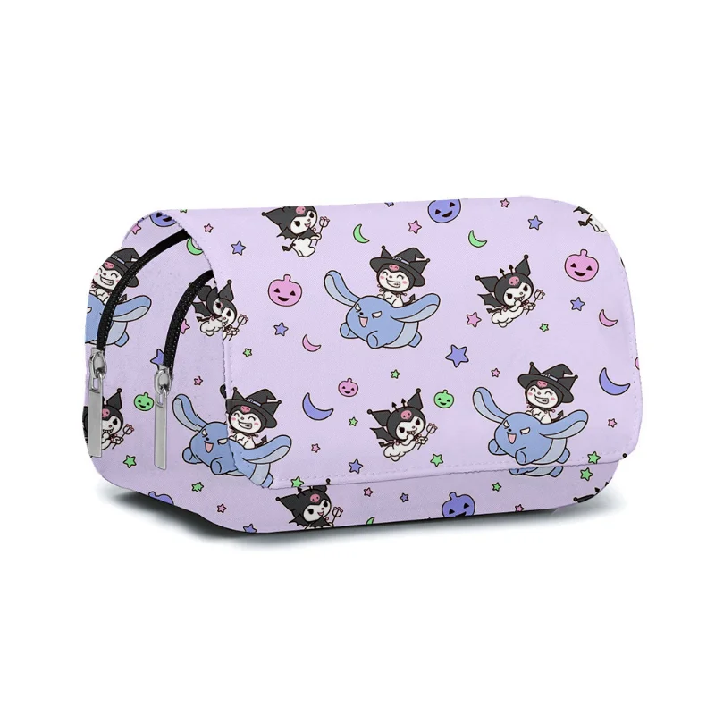 Kawaii Kuromi Double-layer Pencil Bag Primary School Students Stationery Box Cartoon Pencil Bag Mochila Children\'s Birthday Gift