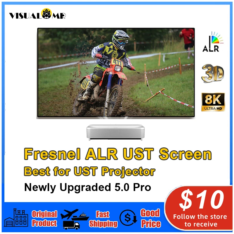 

Новый обновленный проекционный экран Fresnel 5,0 Pro UST ALR 1 см с фиксированной рамкой 4/8K