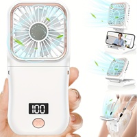 Portable handheld mini fan with digital display ultra-thin folding neck fan USB rechargeable 180 ° adjustable 3-speed