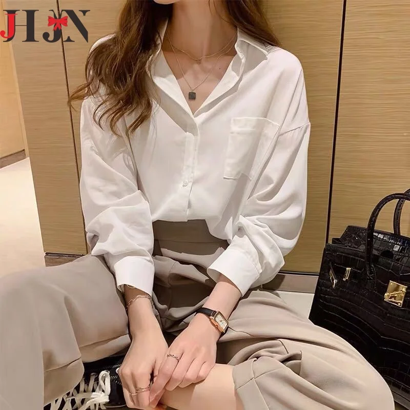 

2025 Cotton Blouse White Shirt Fashion Women Blusas Mujer De Moda OL Style Tops Casual Ladies Long Sleeve Shirts and Blouses