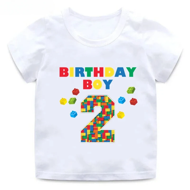 ماستر منشئ كتل بناء طباعة مضحك الأولاد الملابس 1 2 3 4 5 6 7 8 9 سنوات عيد ميلاد سعيد الاطفال تي شيرت طفل الفتيات تي شيرت