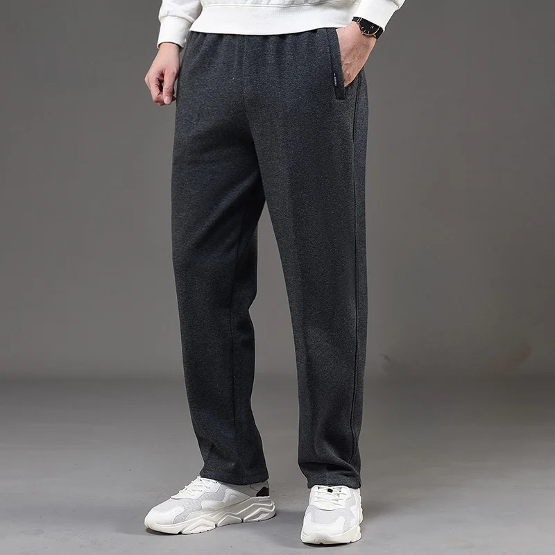 

Thiened Fce Men's Sport Pants Loose Casual Trousers Autumn Winter High Waist Busin Gentleman Sle Cotton Polyester B...