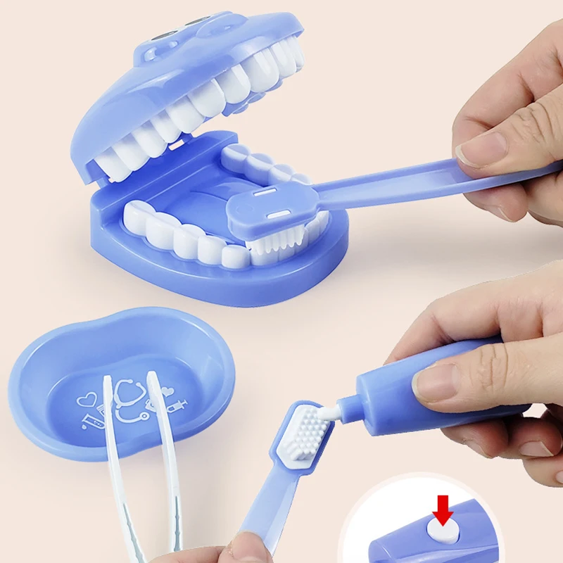 Crianças dentista fingir jogar brinquedos simulação ferramentas dentista hábitos higiênicos cultivo role play jogo brinquedos educativos para crianças