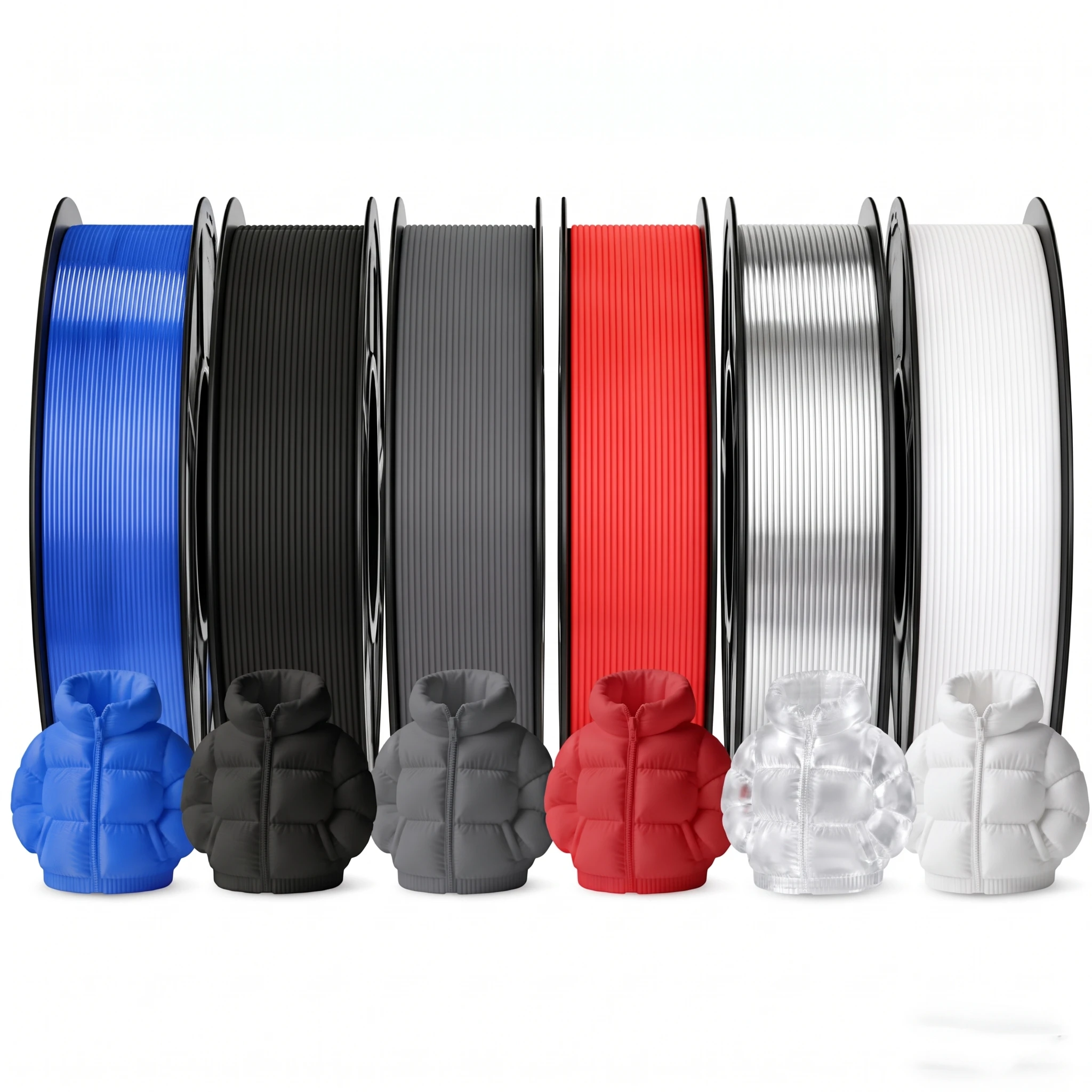 95A Flexible TPU 3D Printer Filament Bundle 1.75mm Soft 3D Printing Filament 6-Pack 250g for DIY Crafts And Prototyping