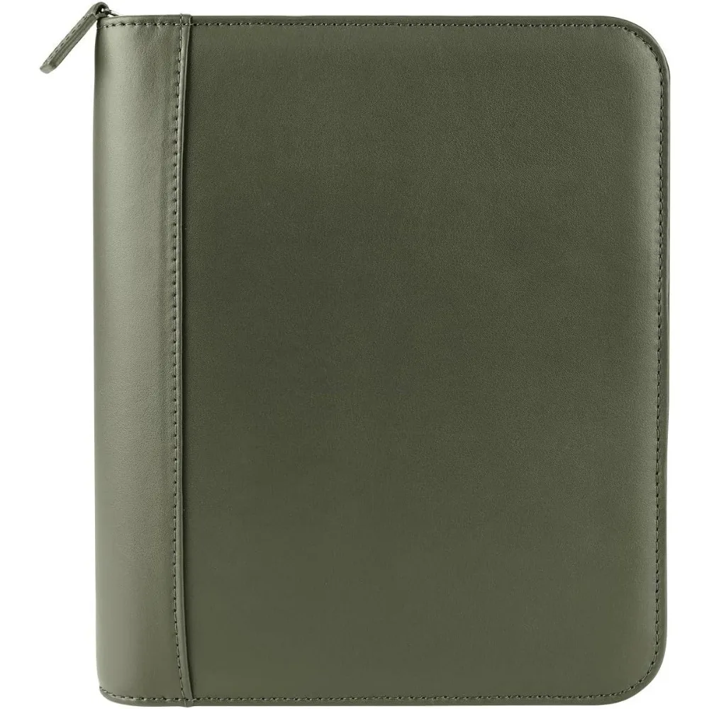 Leather Zipper Binder for Planners - Classic Olive, FranklinCovey Signature Ring-Bound Organizer