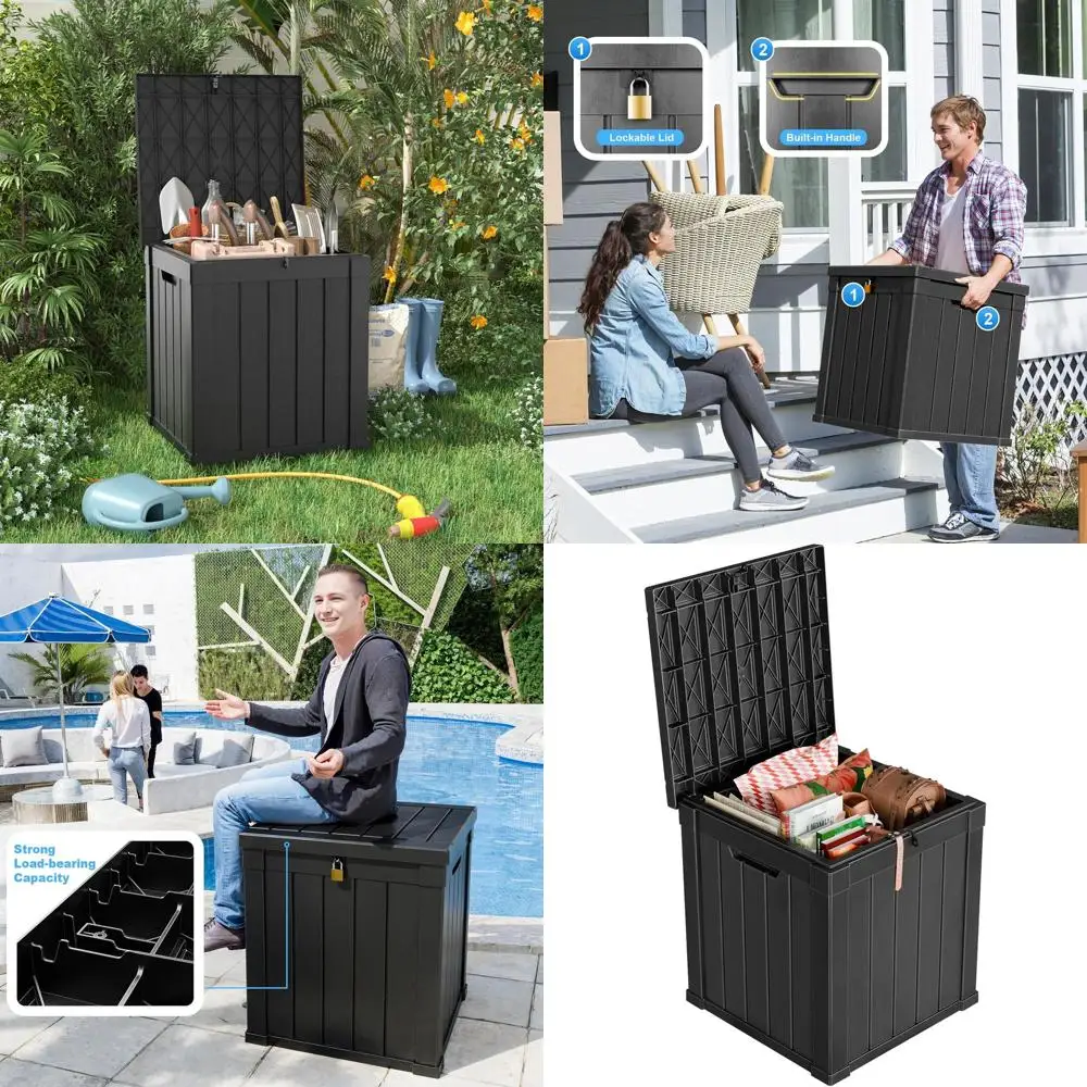 Caja de Almacenamiento Exterior con Cerradura de 50 Galones para Terraza, Cojines de Patio, Herramientas de Jardín y Artículos de Piscina - Resistente a la Intemperie y a los Rayos UV