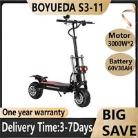 Boyueda S3-11 Escooter 2*3000W dual motor 60V38A battery urban off-road E-scooter 11-inch electric scooter