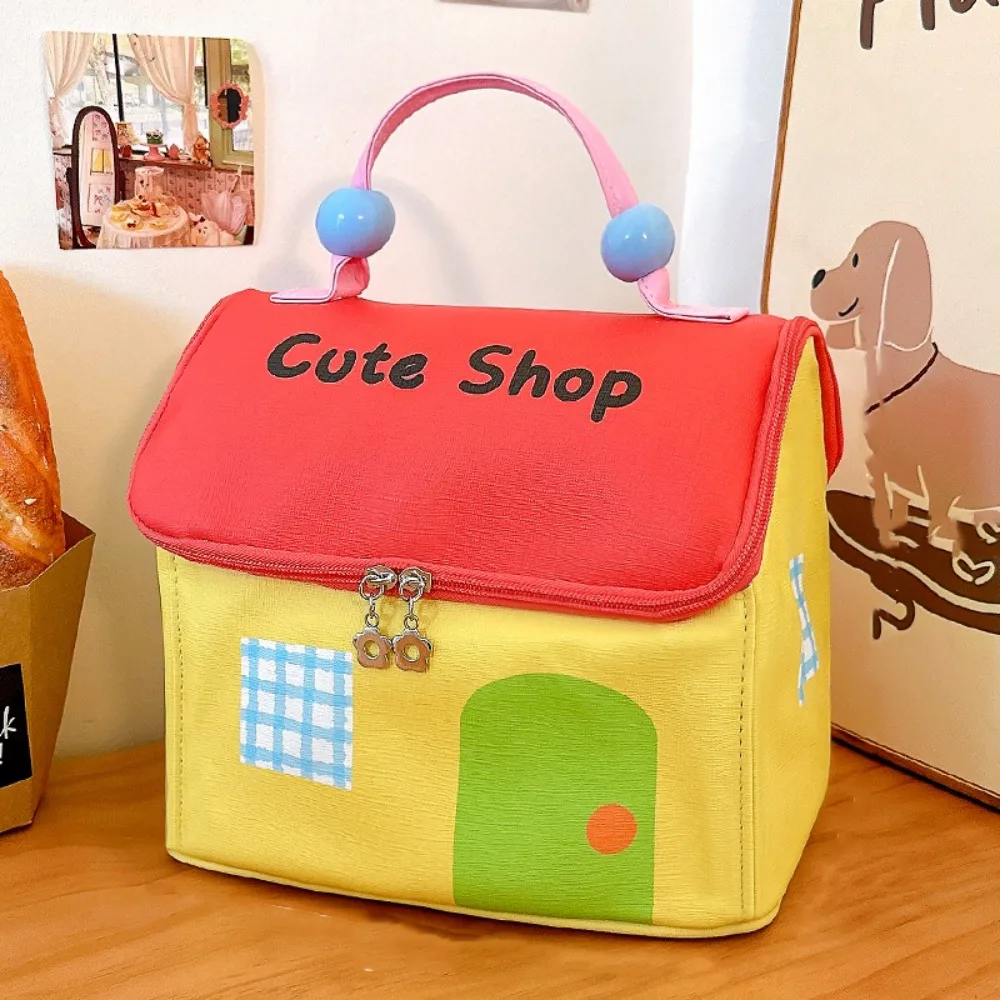 

Waterproof Small House Insulation Bag Large Capacity Cartoon Hand-held Lunch Bag Oxford Zipper Portable Lunch Box