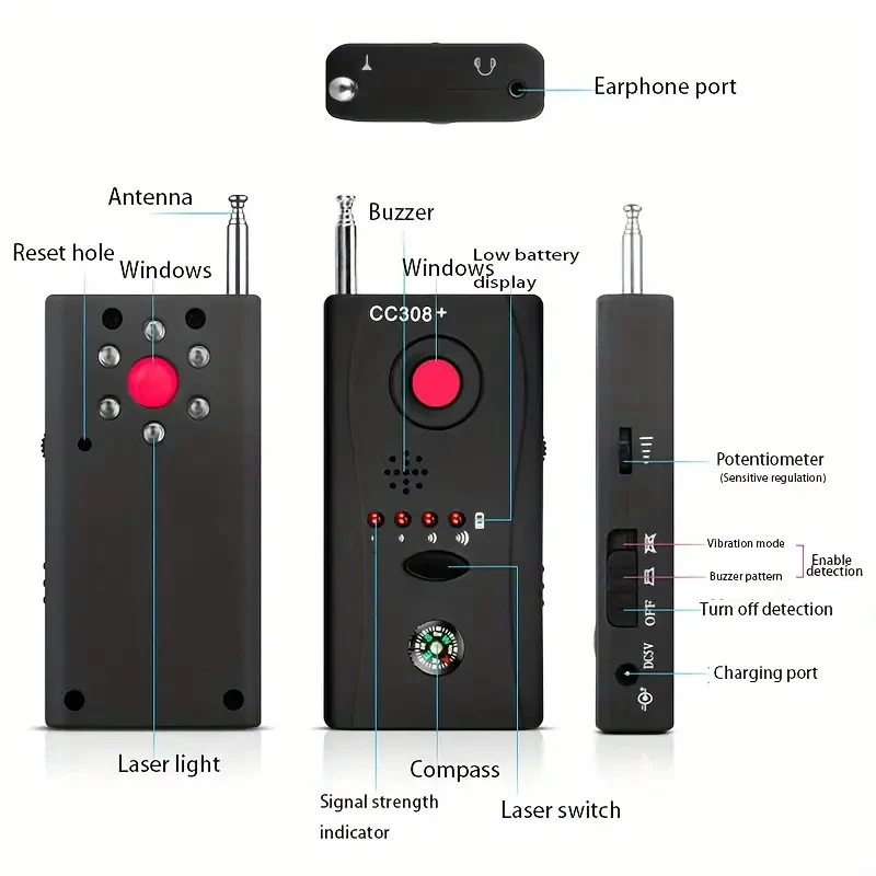 Multi-Function Wireless Camera L ens Signal DV Detect CC308+ Radio Wave Signal Detect Camera Full-range RF GSM Device Finder