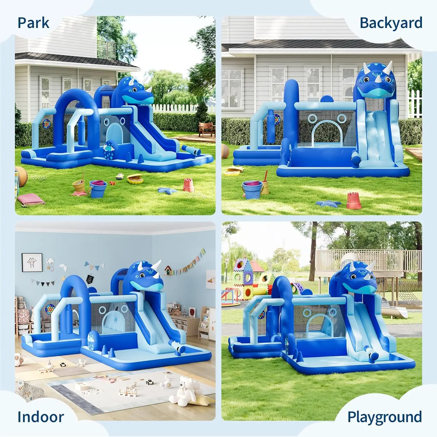 Aufblasbares Hüpfburg, aufblasbares Hüpfburg mit Gebläse, Rutsche/Hindernisse/Trampolin/Ballgrubenpool für drinnen und draußen