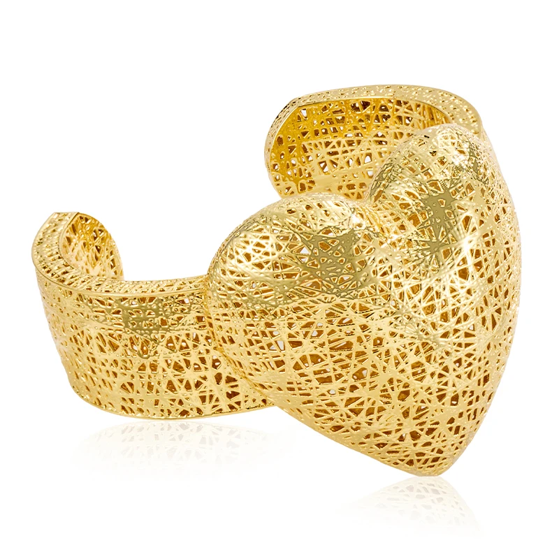 

IVOG Hollow Heart Shaped Design Bracelet For Women Gold Color Irregular interweaved Cuff Bracelet Fashion Jewelry