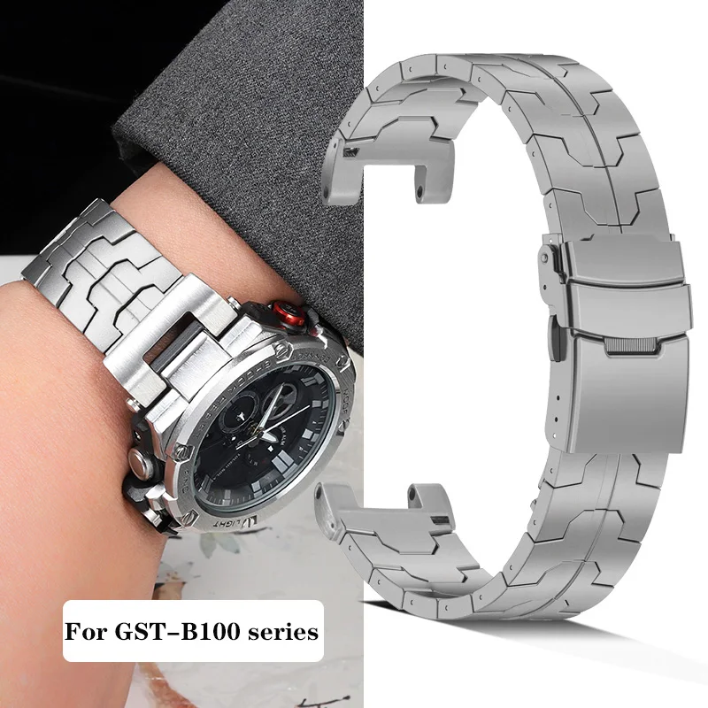 

For G-SHOCK Casio Steel Heart GST B100 GST-B100/W300/S140/400G Modified Stainless Steel Watch Strap Men Wristband with Tools
