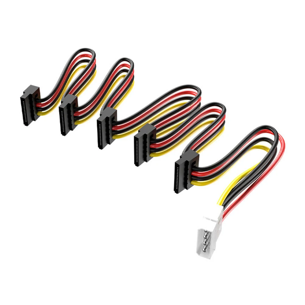 

Universal Cord 4-Pin Male To 5-Port 15-Pin Female Dual Voltage 5V/12V Cable For Hard Drives Ssd Optical Drives 2.5 3.5