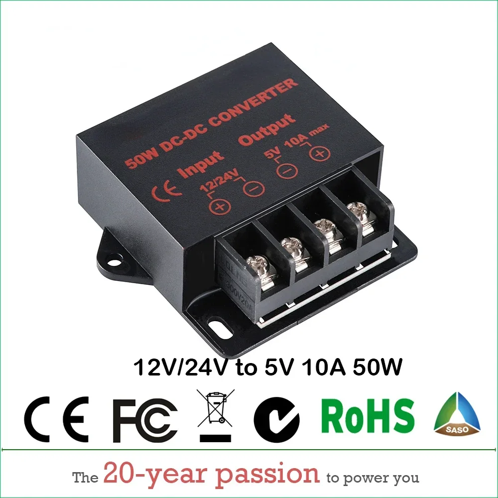 

24V to 5V 10A 15A 12V to 5V 10A DC DC Converter Regulator Car Step Down Reducer CE RoHS Certificated 12V/24V to 5V 10A 15AMP