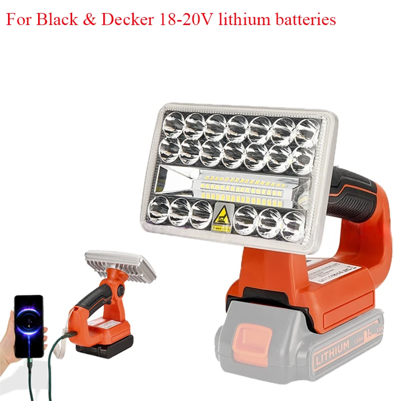 

For Makita/DeWalt/Milwaukee/Bosch/Black&Decker/Craftsman 18-20V Lithium Batteries Portable Outdoor Camping Light with USB Port