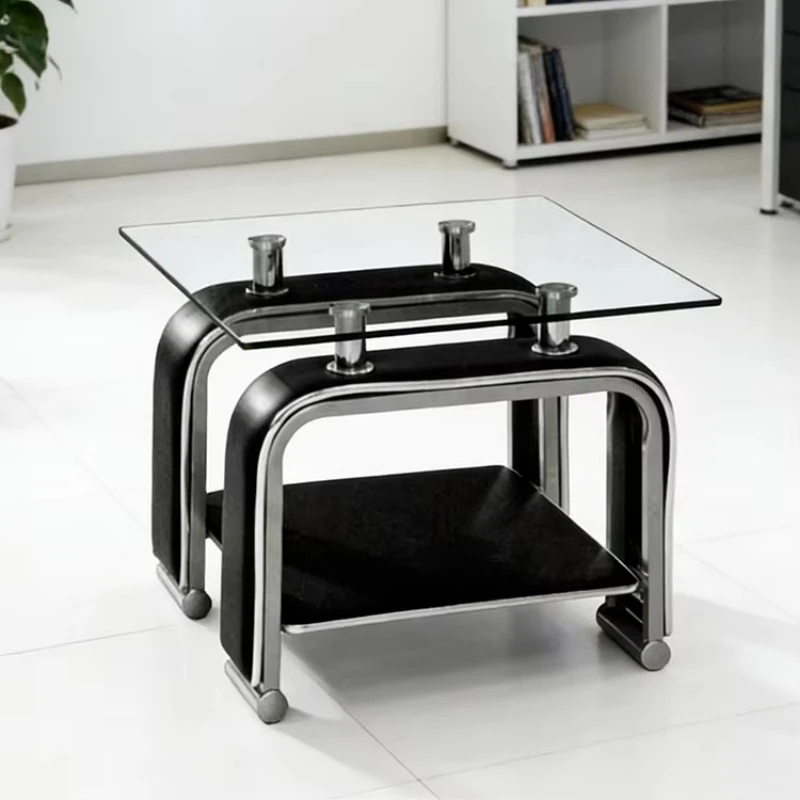 

Decorative metal glass coffee table, modern minimalist design, portable and lightweight