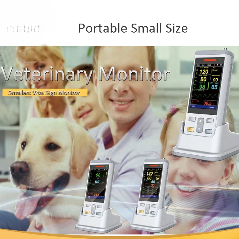 For Veterinary Multiparameter Vital Signs Portable Pet Oximeter Etco2 Veterinary Monitor ECG Handheld Animal Pulse Oximeter