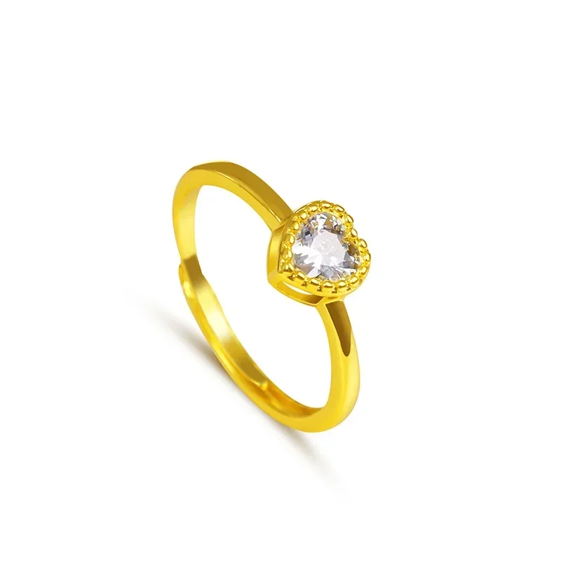 خاتم ألماس موزمبيكان عيار 9999 من الذهب الحقيقي عيار 24 قيراط مفتوح مرصع بالزركون للنساء #5