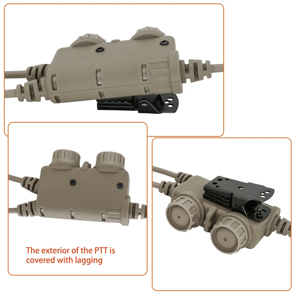 Taktischer Ptt Dual Communication RAC Ptt Kenwood Stecker für Baofeng UV5R UV82 COMTAC Airsoft ShootingTactical Headset & RAC 6-poliges PTT