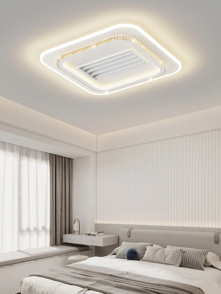 New Crystal Ceiling Fan LED Ceiling Fan Light Living Room Bedroom Modern and Simple Home Intelligent Silent Restaurant Fan Light