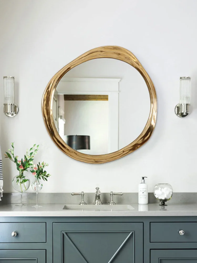 Makeup mirror, circular bathroom mirror, wall mounted decorative mirror, abnormal shape