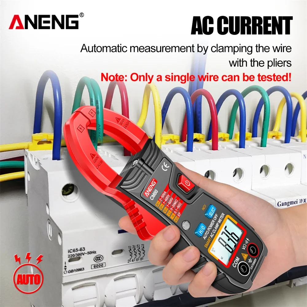 Automatic Measurement Clamp Multimeter ANENG CM80 500A AC Current Resistance AC/DC Voltage Diode NCV Induced Voltage Tester Tool