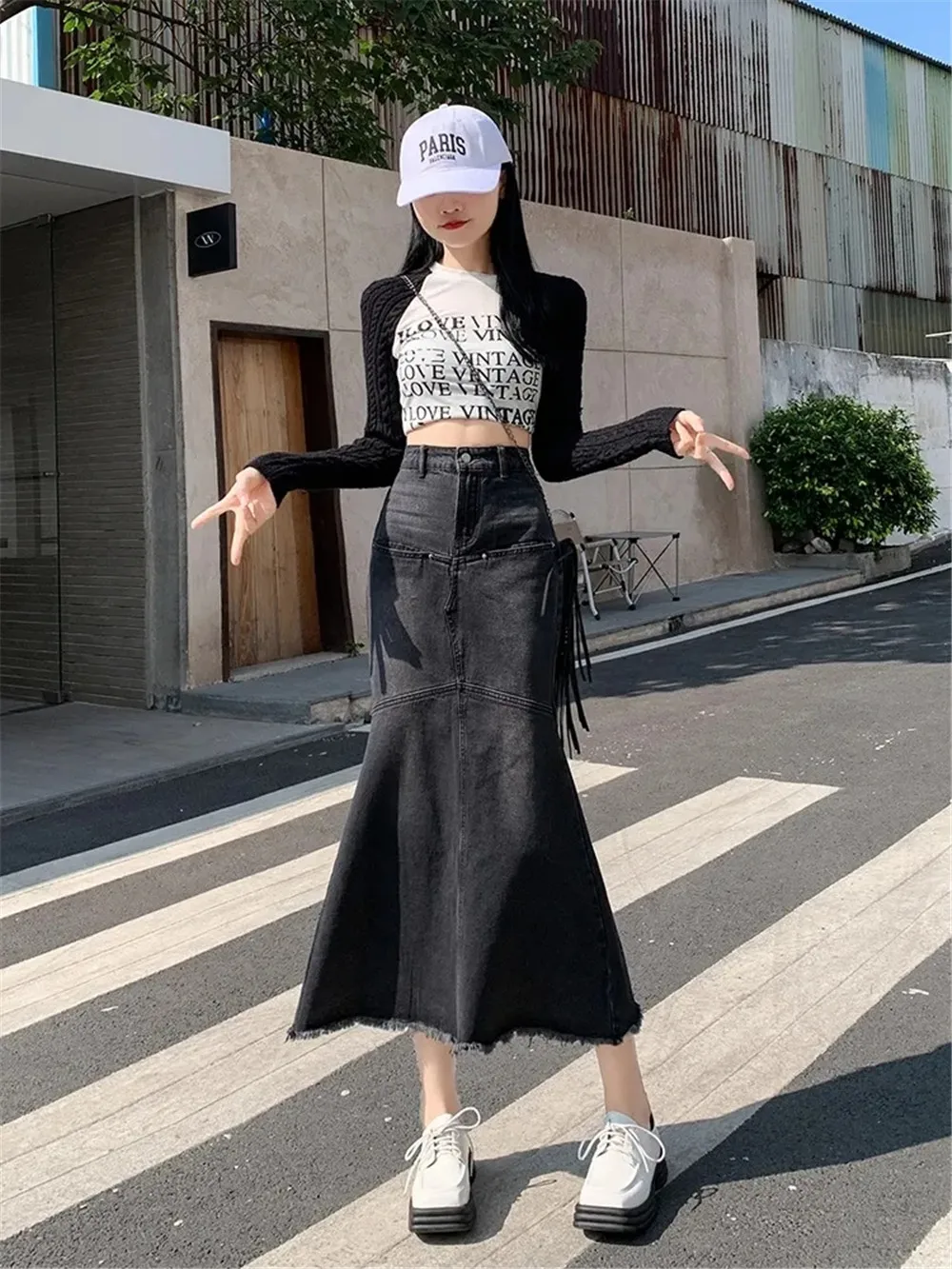 Denim Skirts Women High Waist Vintage Black Plus Size 5xl American Streetwear Ulzzang Students Spring Chic Trendy Gothic Faldas