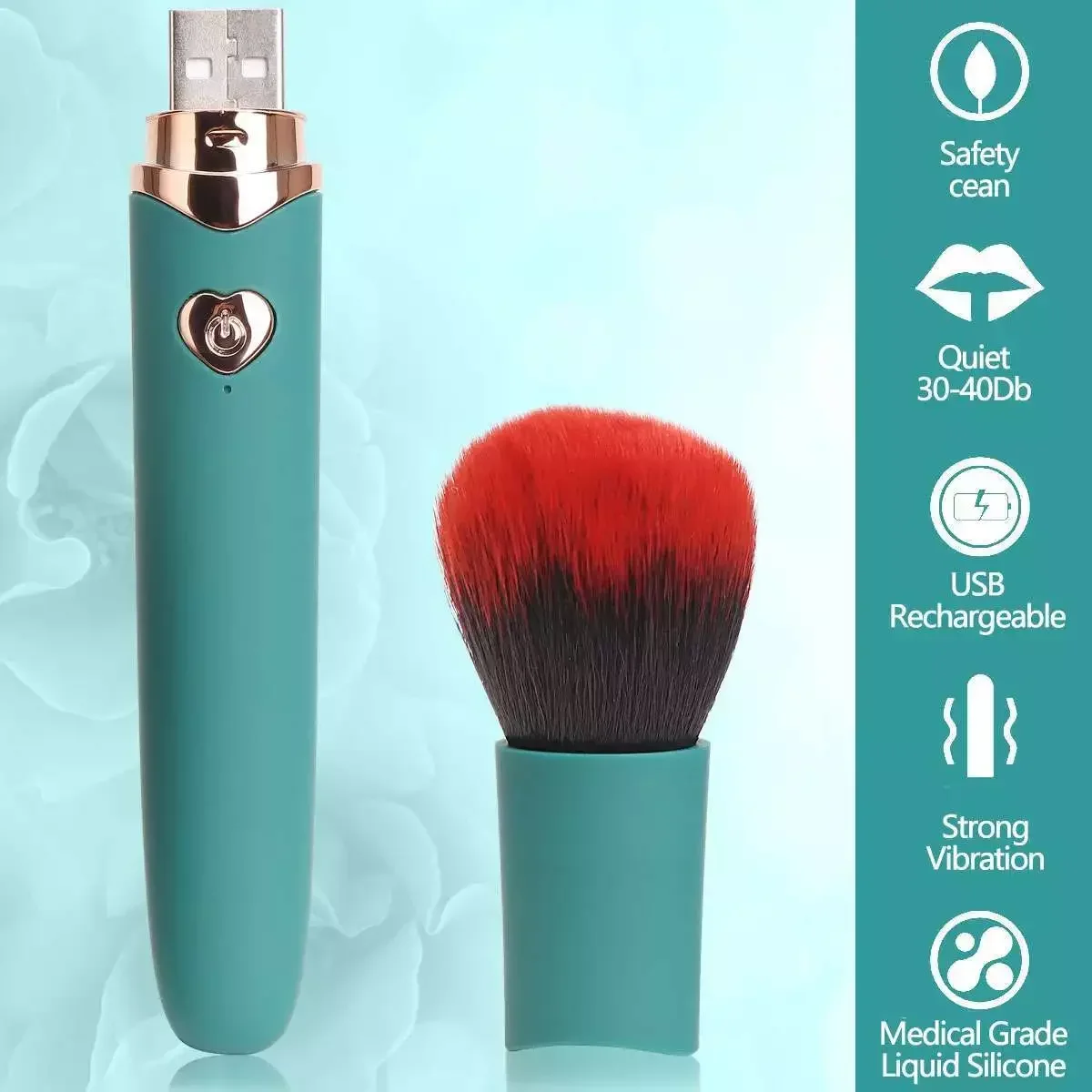 2in1 رصاصة هزاز فرشاة للمكياج فرشاة كريم أساس كهربائية متعددة الوظائف لينة رقيق المحمولة قابلة للشحن التفاصيل ماكياج أداة