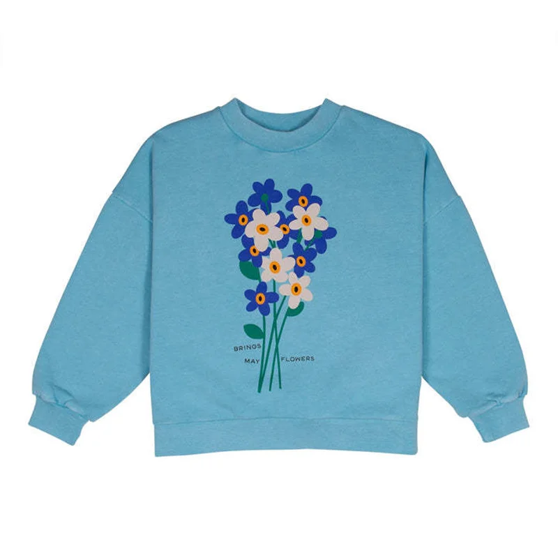 In Stock 2024 Autumn Wyn Child Sweaters for Girl Boy Fleece Winter Kids Hoodies Sweatshirts Wave Floral Print Toddler Pullover