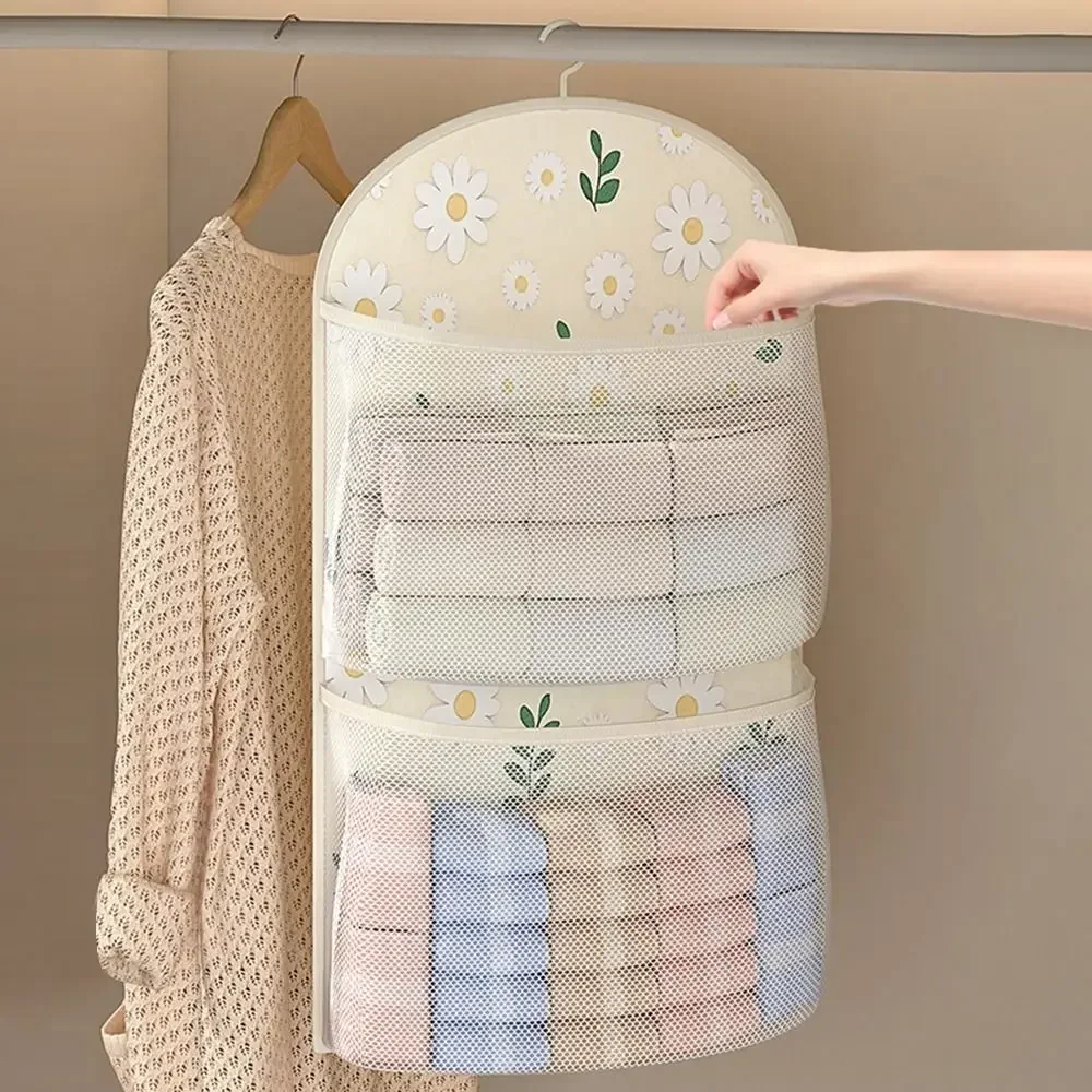 Large Capacity Storage Mesh Bag Garbage Bag Storage Artifact Breathable Mesh Sundry Mesh Bag Reusable With Clothes Hanger