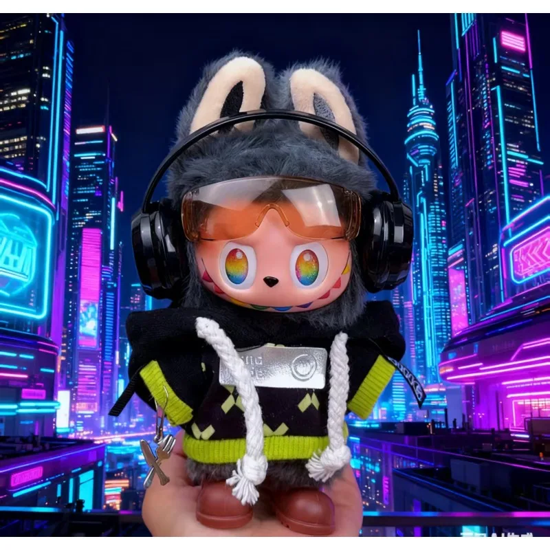 

For 17cm Labubu Clothing Trendy Spy Set Overalls Woolen Hats 3.0 Labubu Clothes Necklaces Shoes Headphones High grade toys