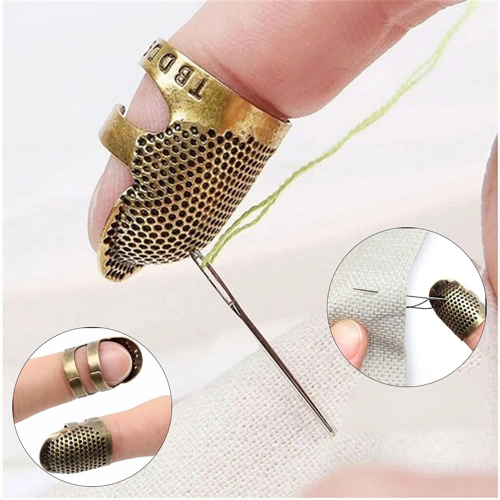 AT77 바느질 바늘과 자수 바늘을 보관하기 위한 나무 바늘 케이스, 바느질 골무 손가락 보호대가 있는 바늘 키트