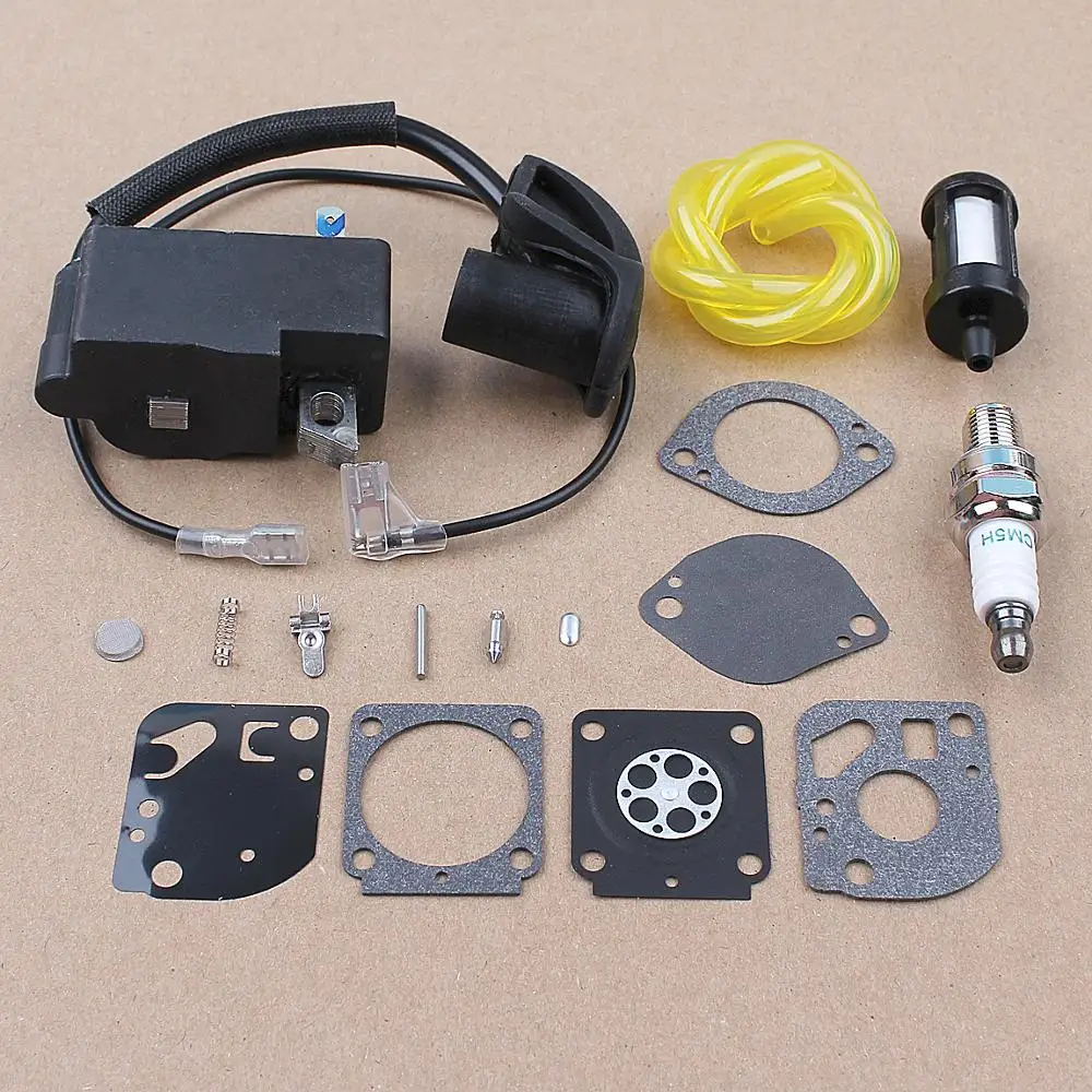 Kit de reparación de carburador de bobina de encendido, Kit de línea de filtro de combustible para motor Stihl FS87 FS90 FS100 HL100 HL95 KM90 HT100 KM100 KM130