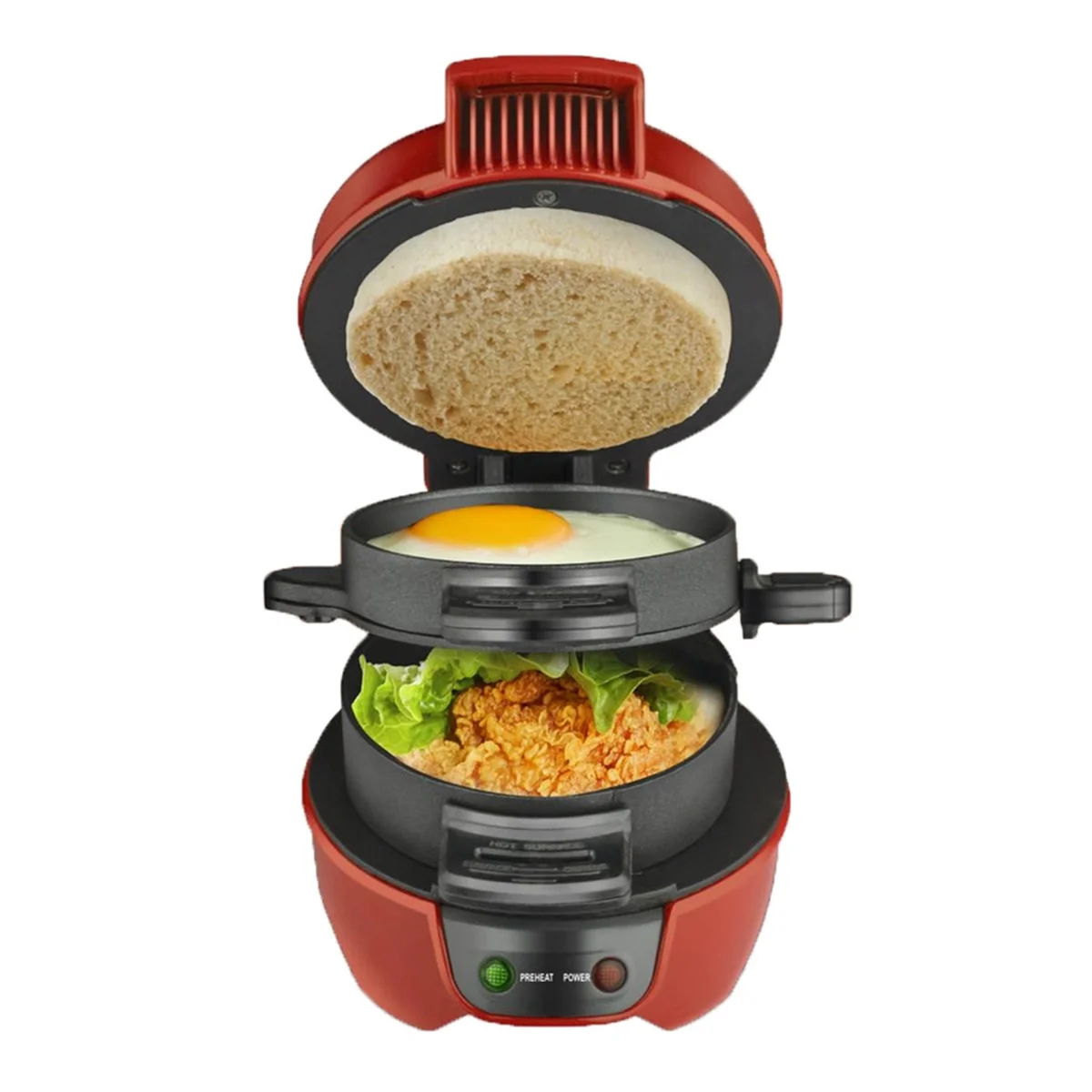 Burger Press Hamburger Patty Maker Non-Stick Multifunction Hamburger Omelette Steak Breakfast Sandwich Machine EU Plug