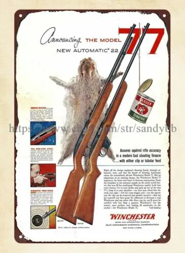 wall furnishings Winchester rifle automatic squirrel hunting gun metal tin sign