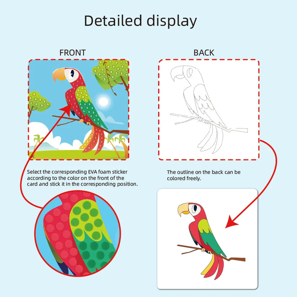 어린이 EVA 모자이크 스티커 세트 재미 DIY 3D 입체 도트 스티커 퍼즐 조기 교육 계몽 디지털 스티커