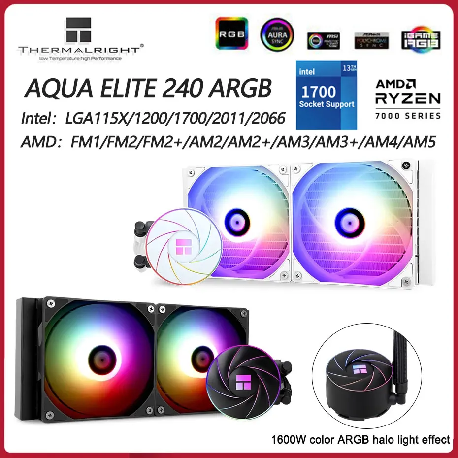 

Thermalright AQUA ELITE 240 White ARGB Water Cooling Radiator 5V 3PIN ARGB Fan CPU Liquid Cooler For LGA1200 1700 115x AM4 AM5