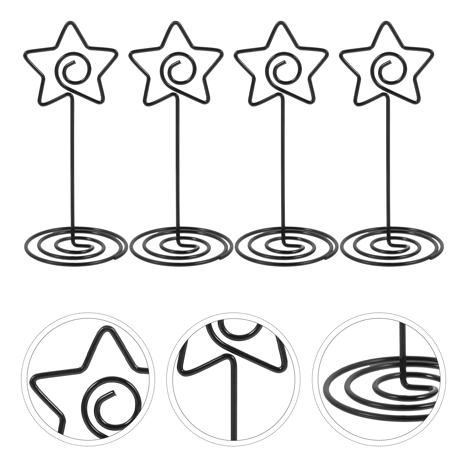 10 Pcs Star Shaped Desktop Card Holder Place Setting Table Number Holders Photo Clip Stand Black Accessories