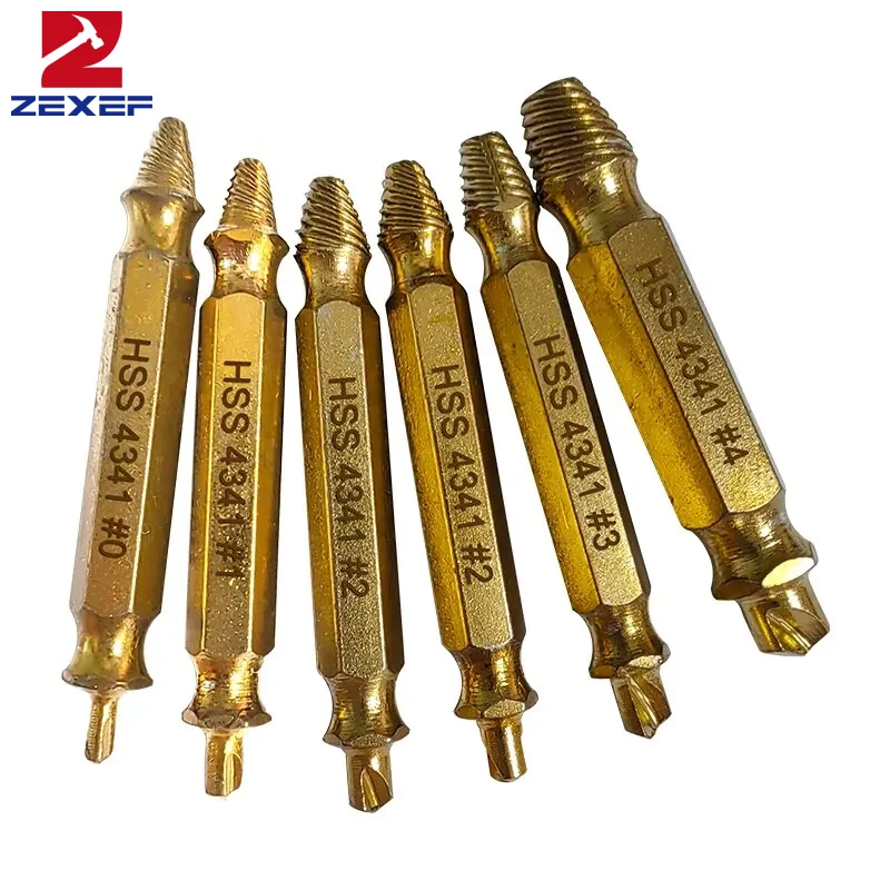Extractor de tornillos dañados de doble cabeza, herramienta de extracción fácil, 6 piezas