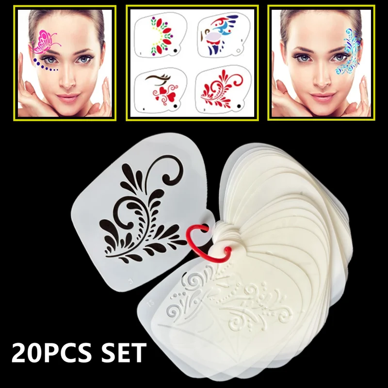 

20Pcs Face Painting Templates Stencils Reusable, Children Art Paint Templates, DIY Drawing Stencils, Adult Party Eye Makeup Tool