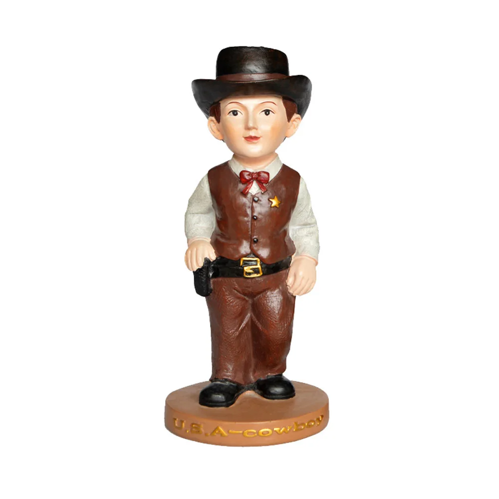 USA American West Cowboy Female Male Traditional National Dress Craft Sculpture Figure Model Toys Gift