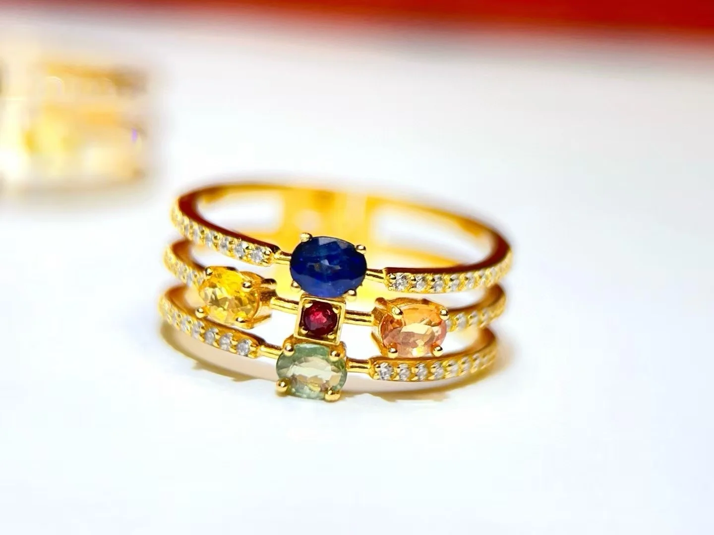 Guaranteed 925 Silver Natural MultiColor Gemstone Couple Stackable Rings Premium Genuine Gems Finger Band Husband Wife Gifts
