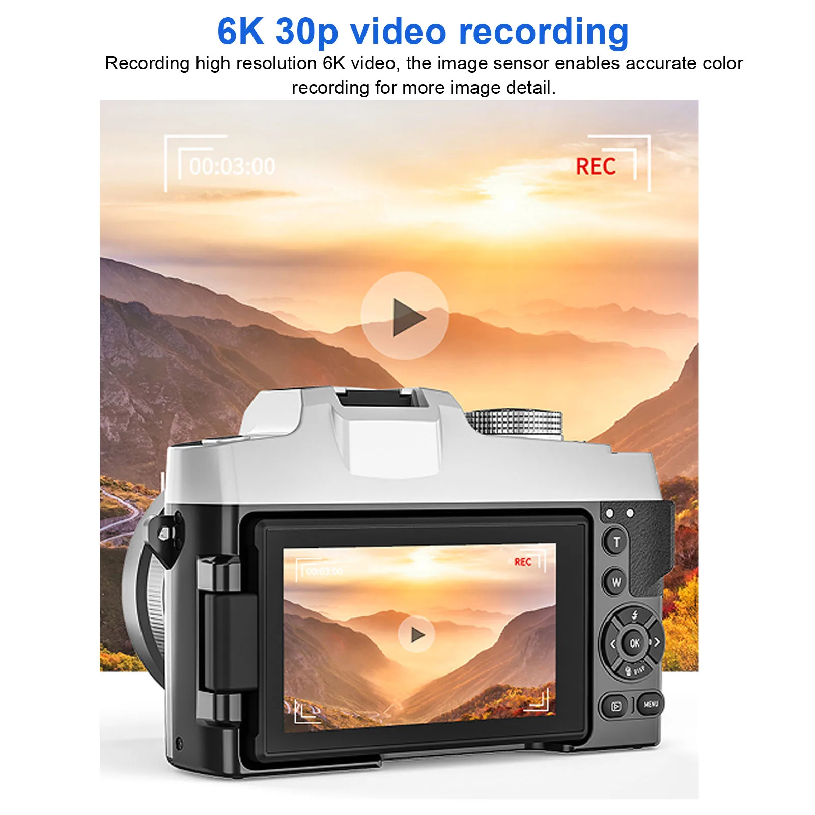 Camera WiFi 6K 84MP Digital Camera 1500mAh Flash 18X Zoom Autofocus with Lens  Lens Hood Shoulder Strap for Recording Video